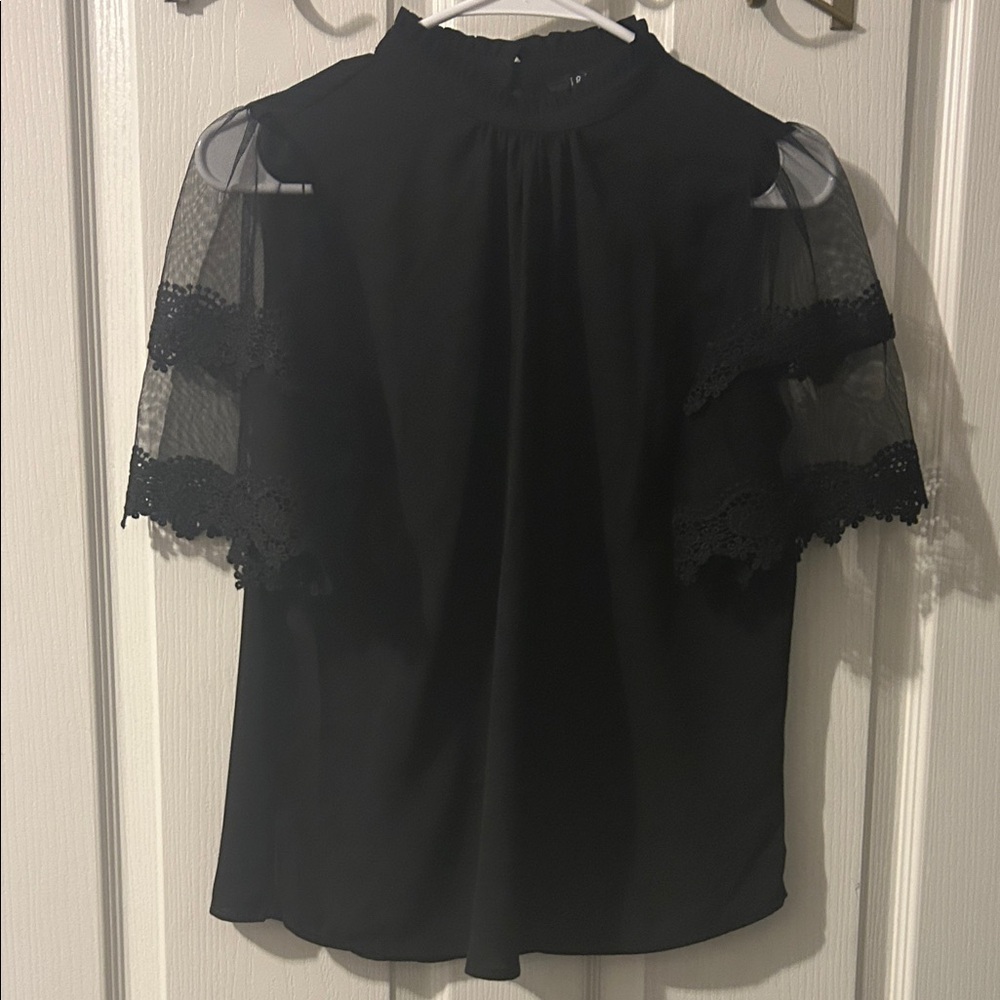 Iris Black Lace Accent Blouse